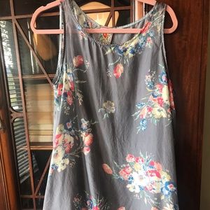 Johnny Was Boho Gray Floral Dress